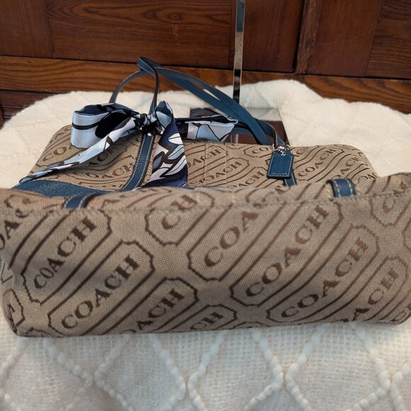 Y2K Coach F12252 Signature Striped Lozenge Tote Bag - Picture 7 of 12